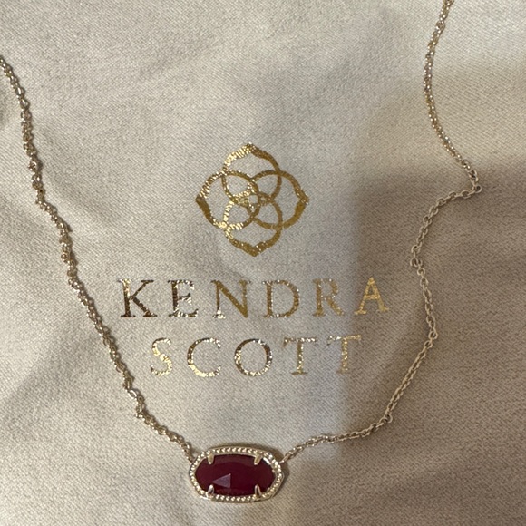 Kendra Scott Gold Necklace with Deep Red Pendant - Picture 2 of 2
